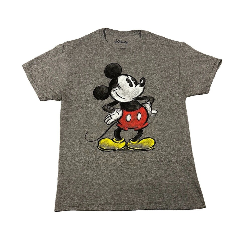 Disney Mickey Mouse Shirt Mens Medium Grey Heather Classic Sketch Graphic Tee M
